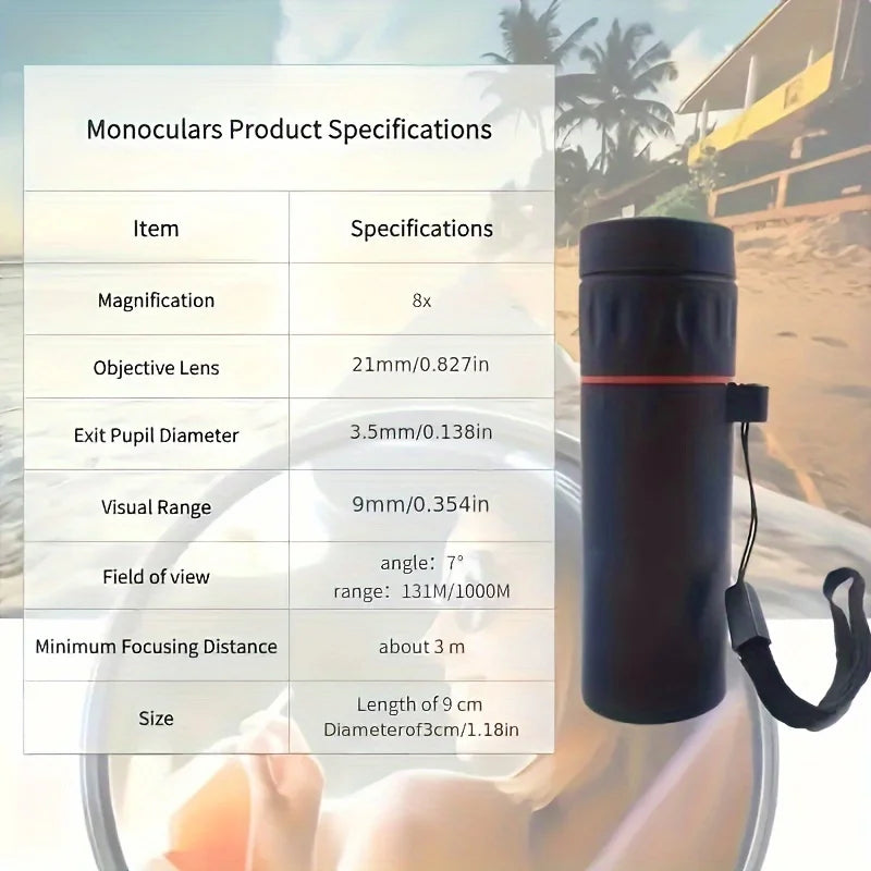 RidgeScope™ HD Monocular Telescope – Compact 8X Zoom for Hiking, Birdwatching, Travel & Outdoor Adventure